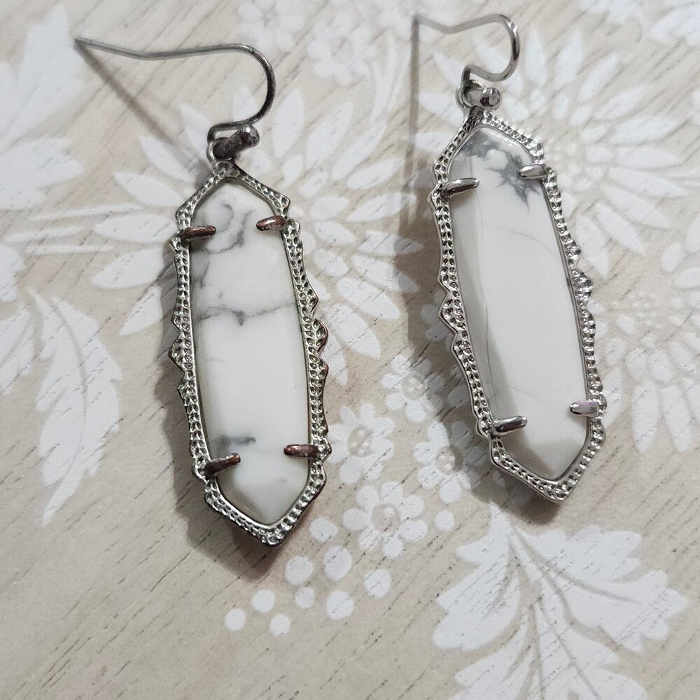 Kendra Scott White Howlite Fran Silver Drop Earrings